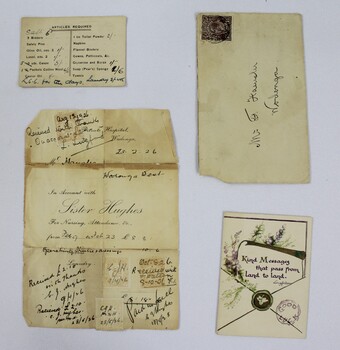 A letter, two notes and an envelope from the Haeusler Collection 