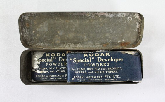 Kodak Photographic Powder stored inside Alloy Tin