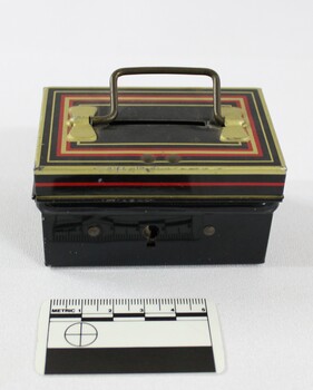 Chad Valley Money Tin c. 1930s-1950s with 5cm scale