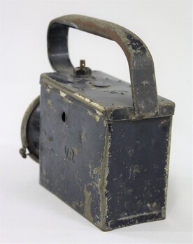 Back view of metal lamp.