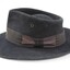 Sde of a dark blue/grey felt Victorian Railways hat.