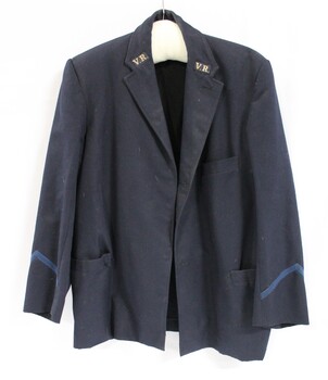 Front of a blue/grey Victorian Railways jacket ..