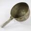 Large aluminium scoop with a handle soldered on one side edge. 