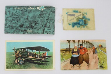 Three postcards and one greeting card. 