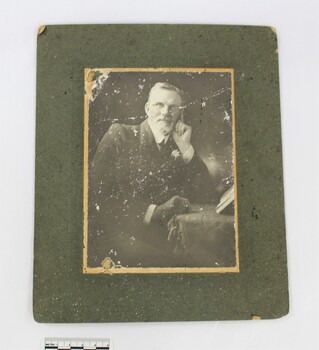 Haeusler Collection Mounted Black and White Photographic Portrait c. late 1800s - early 1900s with 5cm scale