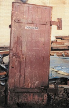 Cellar door retrieved from the Terminus Hotel after the fire in June 1998.