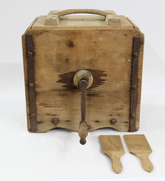 BUTTER CHURN, 19th CENTURY. Dutch mode of churning butter