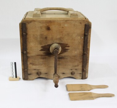 Butter Churn c. late 1800 - early 1900s with 10cm vertical scale