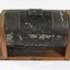 Rear view of the Jurors' Selection Barrel used in the second Wodonga Court house which was destroyed by fire. Lockable hinged door visible.