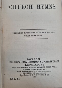 Title page of Church Hymns showing publisher details.