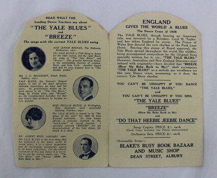 Interior pages of Hamilton-Smith Collection Dance Booklet c. 1928