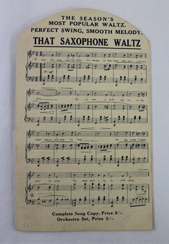 Sheet music printed on reverse of booklet 