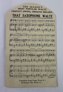 Sheet music printed on reverse of booklet 