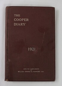 A small burgundy leather diary with silver embossing 