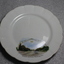 Fine china plate, white with a hand- painted image of the Pollard Archway in Wodonga, Victoria in the bottom third of the plate. 