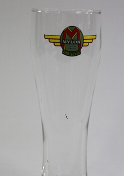  Schooner glass including the Mylon logo to celebrate 100 years of operation