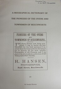 Book - A Biographical Dictionary of the Pioneers of Ovens and Townsmen of Beechworth, M. Rosalyn Shennan, 1990