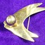 Front of gold-toned metal brooch from the Sarah Coventry Pty. Ltd. with one clear faux gem