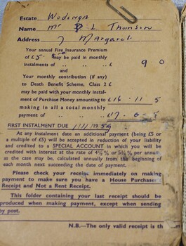 Inside of Housing Commission purchaser payment receipt book