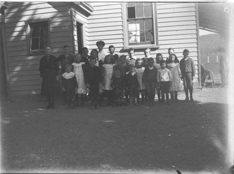 Group of children with their teacher outside Wodonga West Primary School