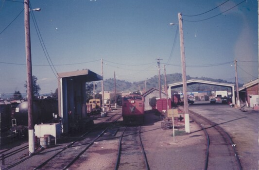 A locomotive in the yards at Wodonga Station