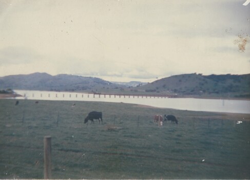 Concrete pylons which remained from the Sandy Creek Bridge