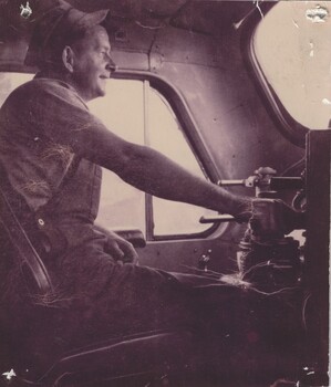 Len Gregson at the controls of the Flying Scotsman.
