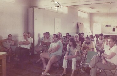 A group of railway workers in attendance at meeting in Wodonga.