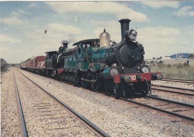 Locomotive 1210 leading Locomotive 3112 near Albury