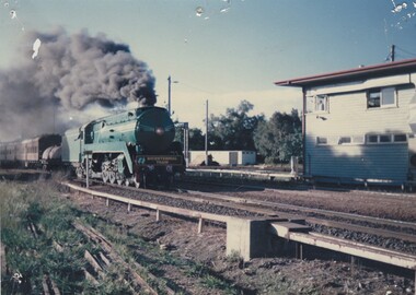 Bicentennial Train  Locomotive 3801 passing Wodonga Signal box on the right.
