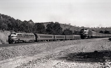 The Albury Express and the "Spirit of Progress" on parallel tracks during Northeast Line centenary