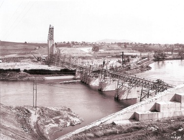 General View of Works from New South Wales end, Looking Upstream, August 1927