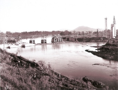  A view looking upstream from the construction site.