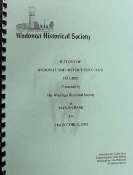 Booklet produced by Wodonga Historical Society