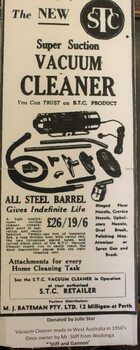 Newspaper advertisement for this model vacuum cleaner