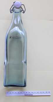 Maxwell William bottle with lightning closure. Showing measure in centimetres.