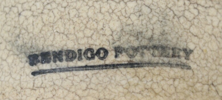 Bendigo Pottery mark in black Capital Letters at base of largest canister