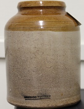 Larger container bearing Bendigo Pottery  mark