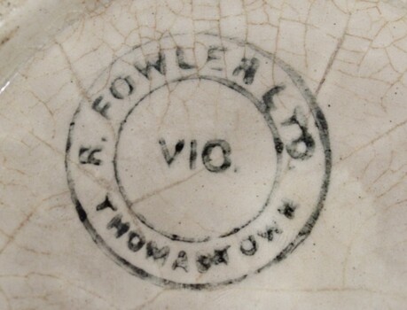 R. Fowler Thomastown Maker's Mark underneath bowl