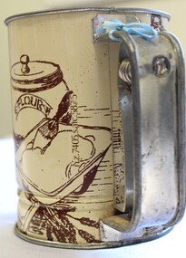 Flour Sifter made by KANDE Australia side view 1 showing flour caniser