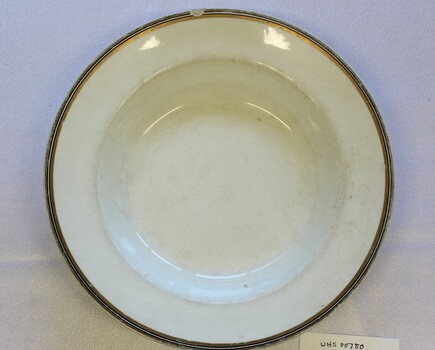 Shallow Vegetable Serving bowl, white ceramic with gold trim from Johnson Brothers England