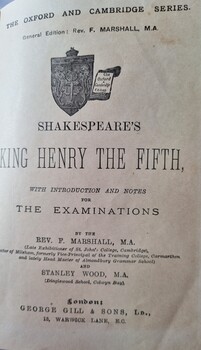 Frontispage of Shakespeare's King Henry the Fifth Study Guide