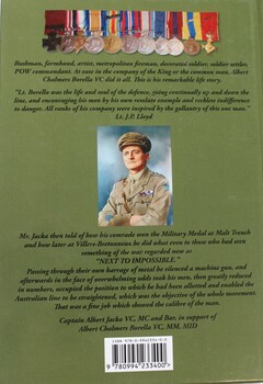 "Next to Impossible" The Remarkable LIfe of Albert Chalmers Borella VC - Back cover