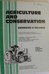 Agriculture and Conservation - Achieving a Balance Front cover featuring a tractor