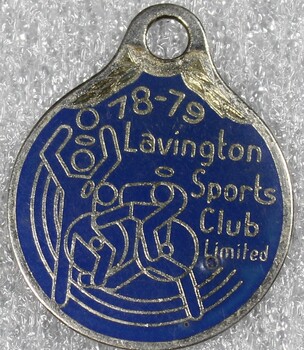 Lavington Sports Club badge in blue and silver enamel