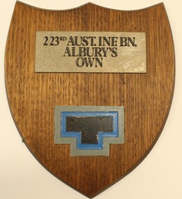 Wooden Plaque 2/23rd Battallion - Albury's Own including Australian military Tobruk colour patch.