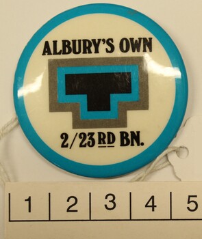 2/23rd Battallion - Albury's Own Badge with scale in centimetres