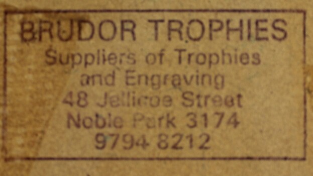 Makers mark on back of plaque