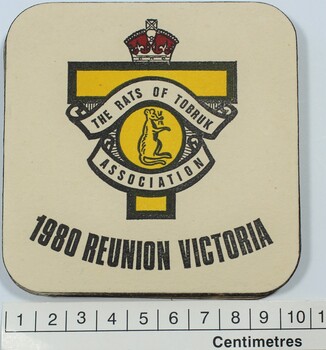 Rats of Tobruk Association 1980 Reunion Coaster with Scale