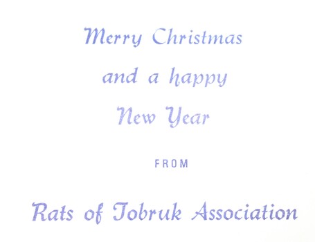 Christmas Card Message printed in blue ink inside the card.